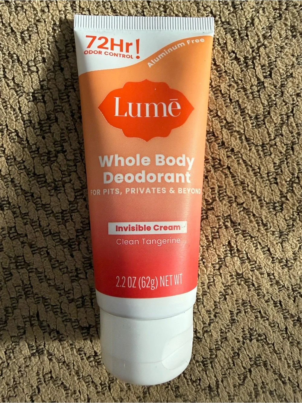 Clean Tangerine Lumē Whole Body Deodorant Cream 2.2 Oz Tube - Brand New